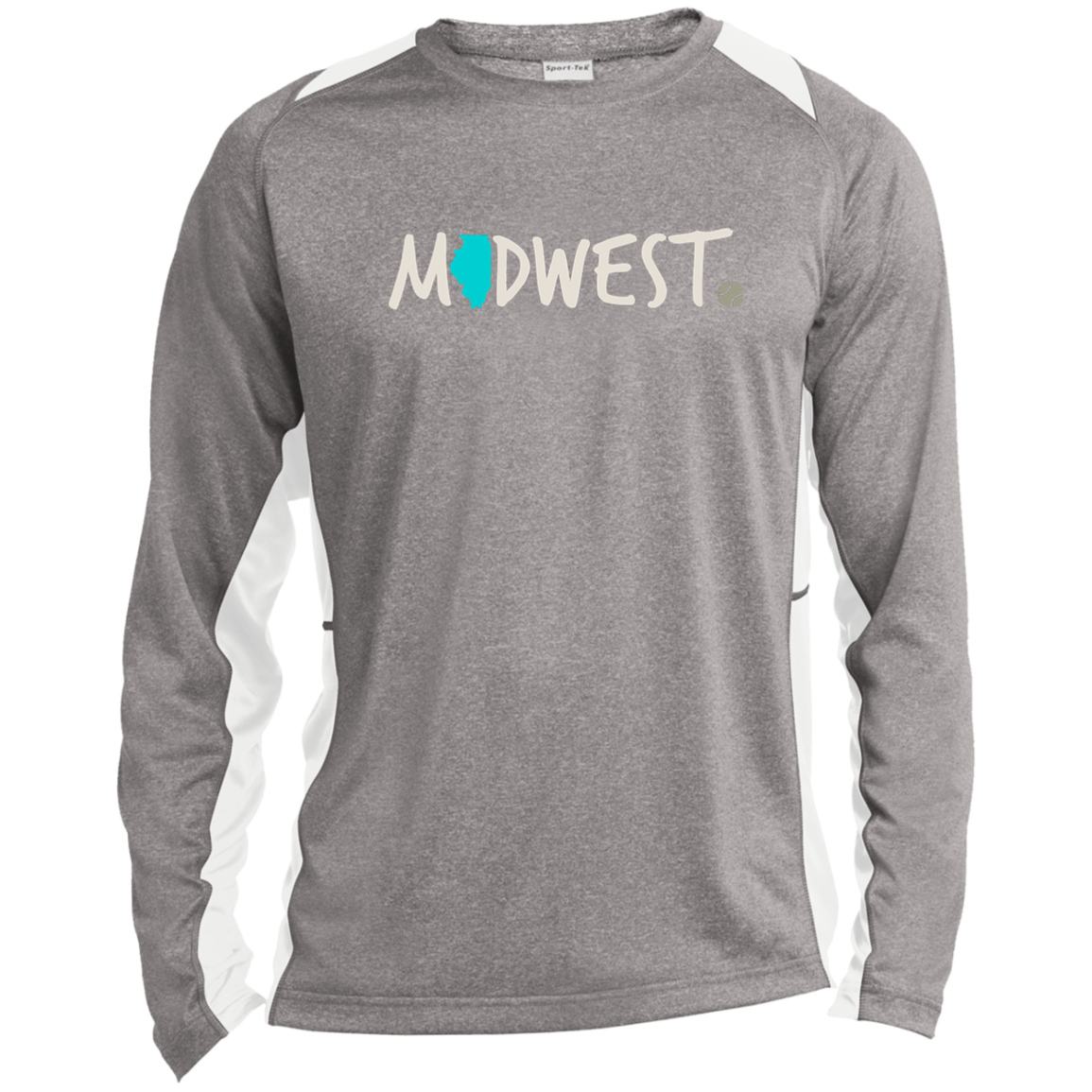 Midwest Illinois Tennis Long Sleeve Heather Colorblock Performance Tee