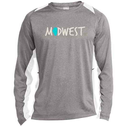 Midwest Illinois Tennis Long Sleeve Heather Colorblock Performance Tee