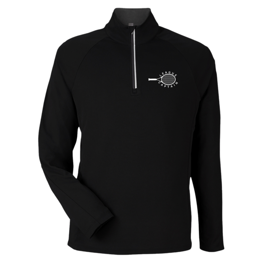 League Captain Double Logo Men's Performance Pique Quarter Zip