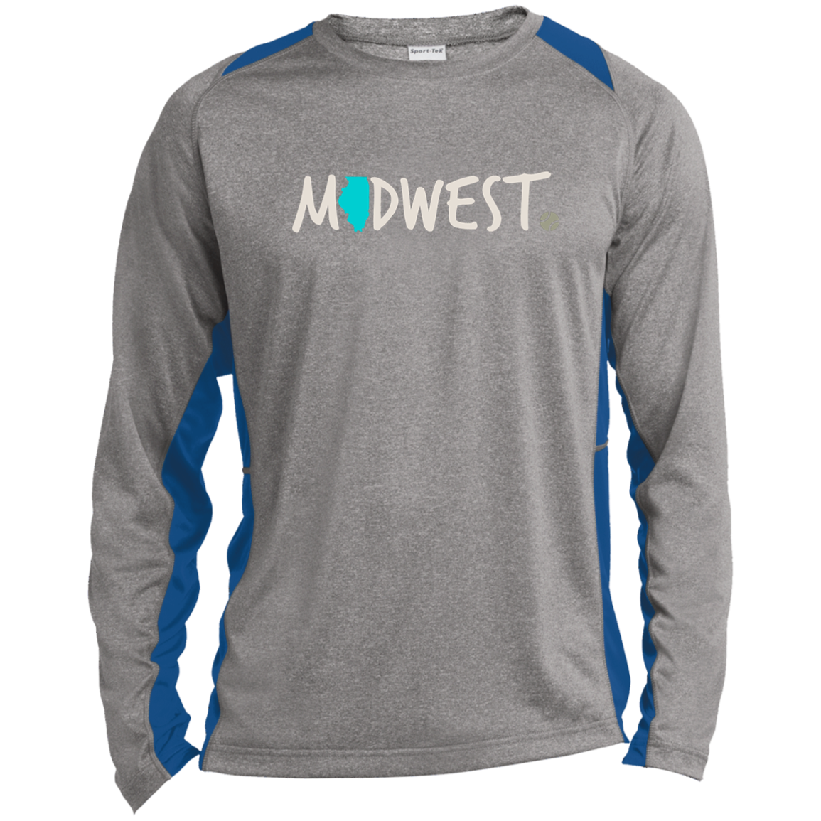 Midwest Illinois Tennis Long Sleeve Heather Colorblock Performance Tee