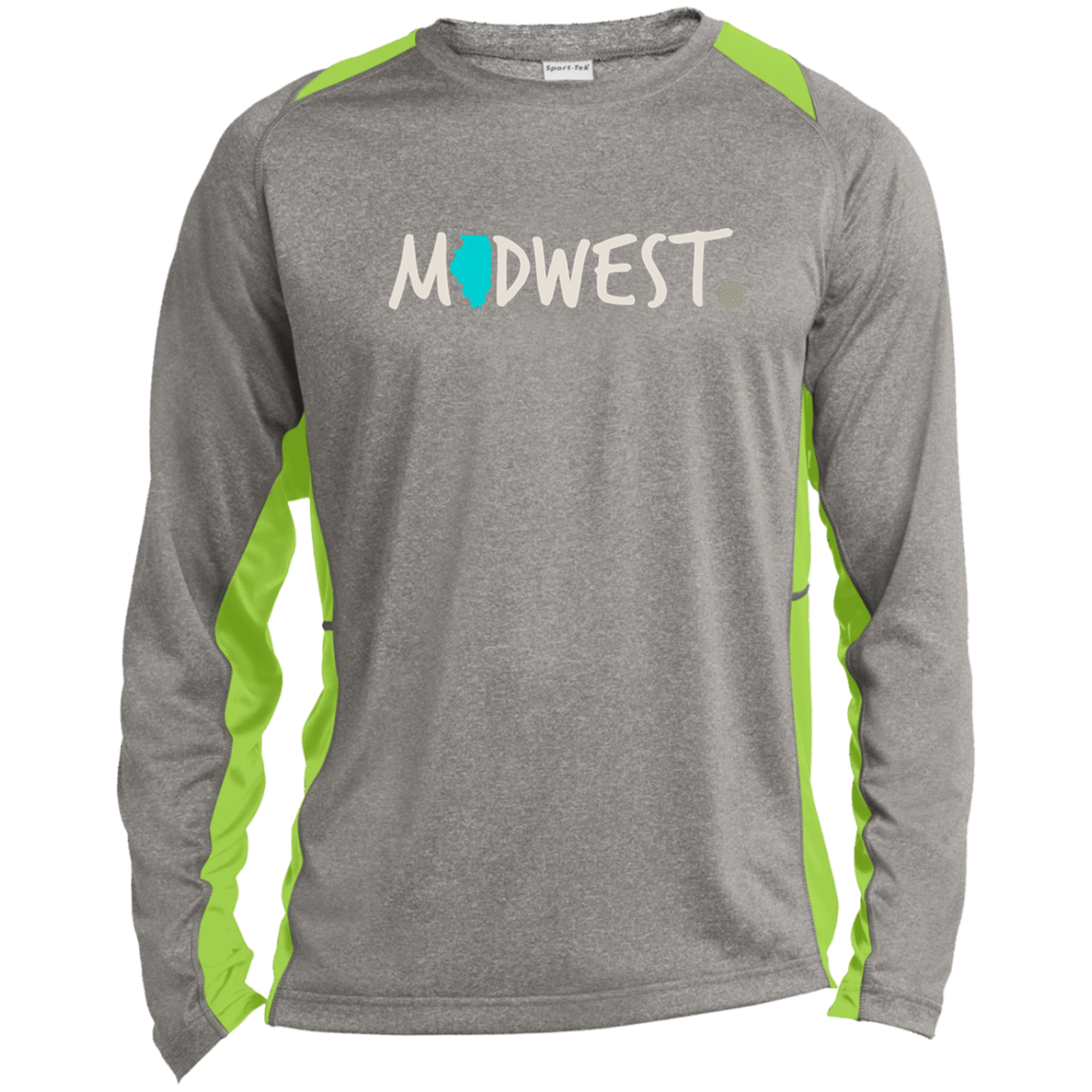 Midwest Illinois Tennis Long Sleeve Heather Colorblock Performance Tee